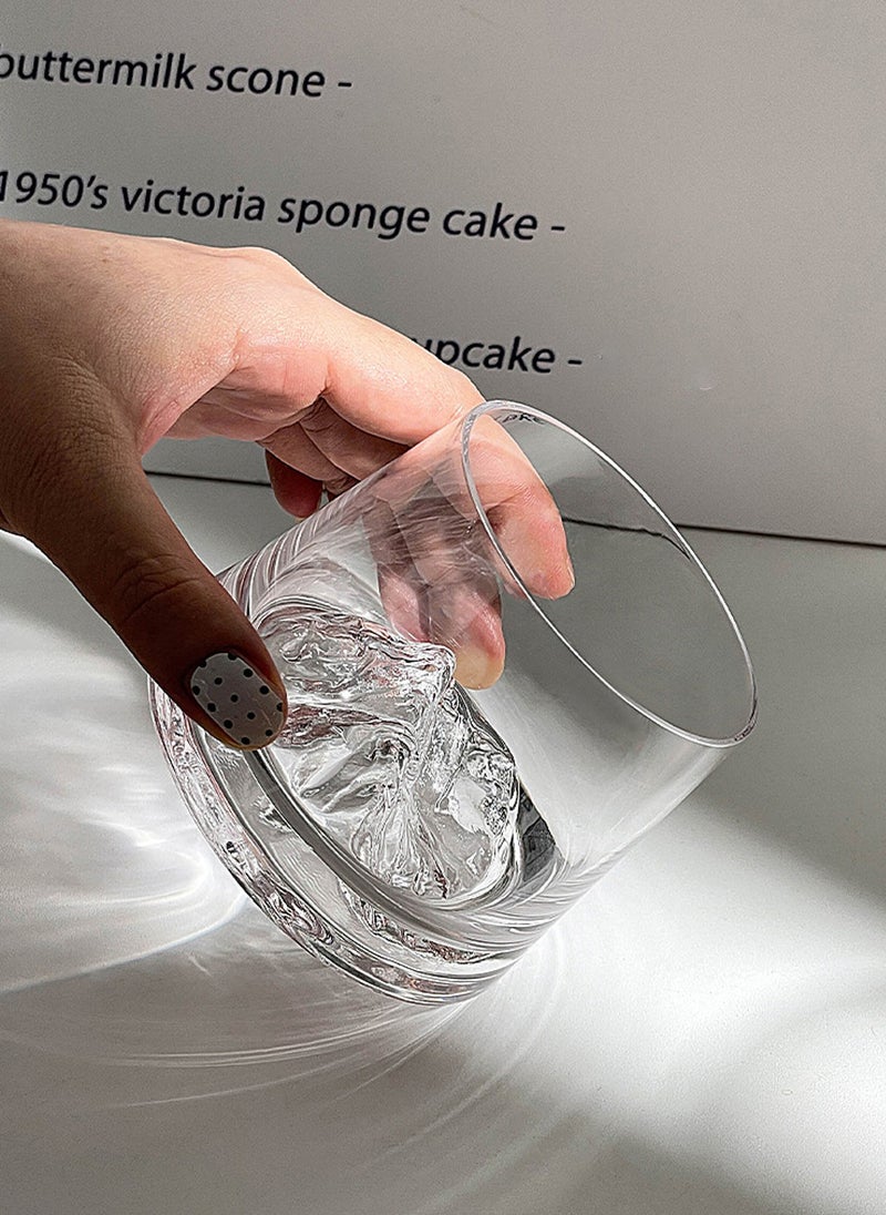 6 - Pack Transparent 250Ml High - Borosilicate Glass Cups With Mountain - Shaped Base Design - Image 2