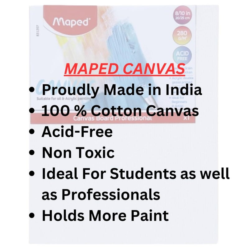 Maped 6pcs Painting Kit - 2 x 8" x 10" Acrylic Canvas Panels & 4 Mix Synthetic Plastic Handle Brushes (Round & Flat) for Kids & Adults - Image 4
