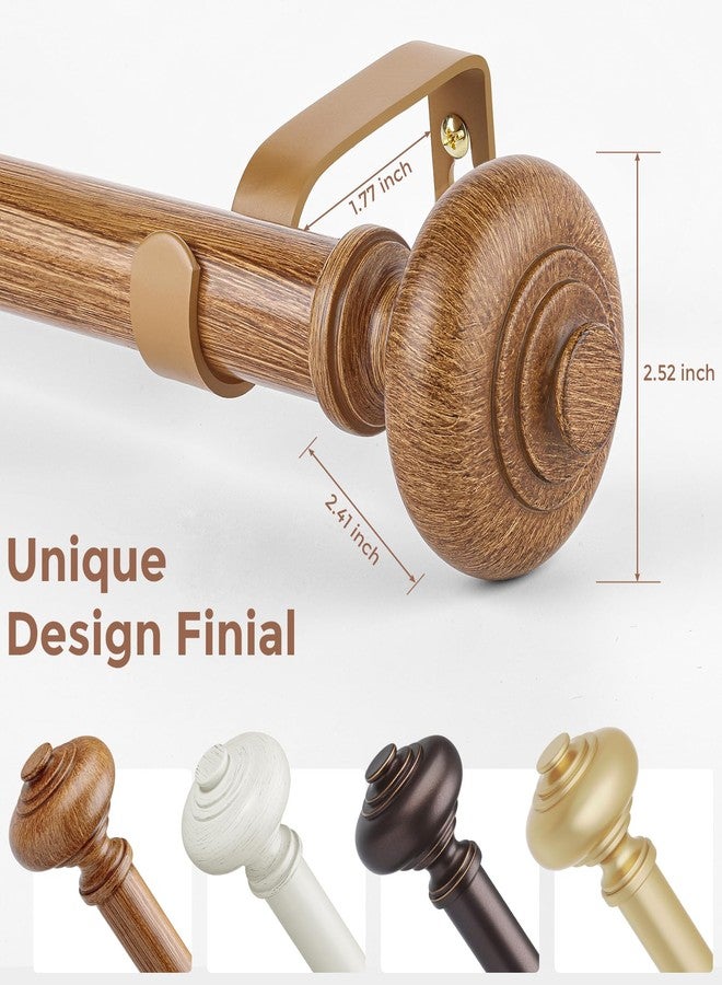Wolistsa 2 Pack Wood Curtain Rods for Windows 48 to 84 Inch, Boho Vintage Decorative 1 Inch Diameter Wooden Curtain Rod, Adjustable Heavy Duty Rustic Farmhouse Drapery Pole with Wood Grain Finials - Image 2