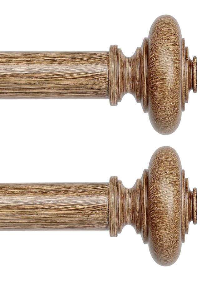 Wolistsa 2 Pack Wood Curtain Rods for Windows 48 to 84 Inch, Boho Vintage Decorative 1 Inch Diameter Wooden Curtain Rod, Adjustable Heavy Duty Rustic Farmhouse Drapery Pole with Wood Grain Finials - Image 1