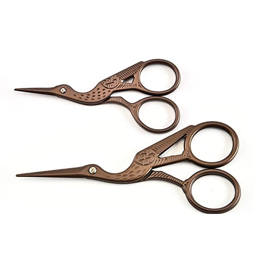 Acronde 2PCS Vintage Stork Shape Sewing Scissors Stainless Steel Tailor Scissors Sharp Sewing Shears for Embroidery, Craft, Art Work & Everyday Use (Brown) - Image 5