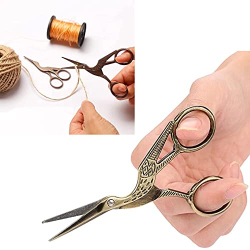 Acronde 2PCS Vintage Stork Shape Sewing Scissors Stainless Steel Tailor Scissors Sharp Sewing Shears for Embroidery, Craft, Art Work & Everyday Use (Brown) - Image 4