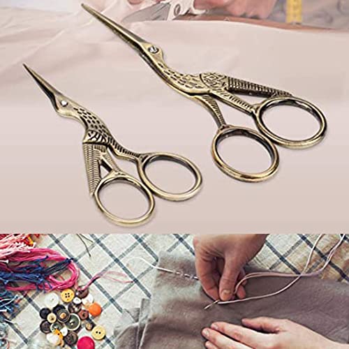 Acronde 2PCS Vintage Stork Shape Sewing Scissors Stainless Steel Tailor Scissors Sharp Sewing Shears for Embroidery, Craft, Art Work & Everyday Use (Brown) - Image 3