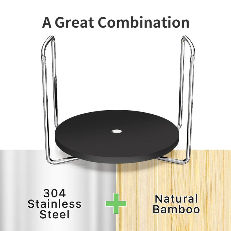 Wisuce Dish Racks for Kitchen Countertop Organizer - Bamboo Plate Holder Adjustable Size | Stainless Steel 304 Portable Handle for Kitchen Drawer Countertop Cupboard Shelf - Image 2