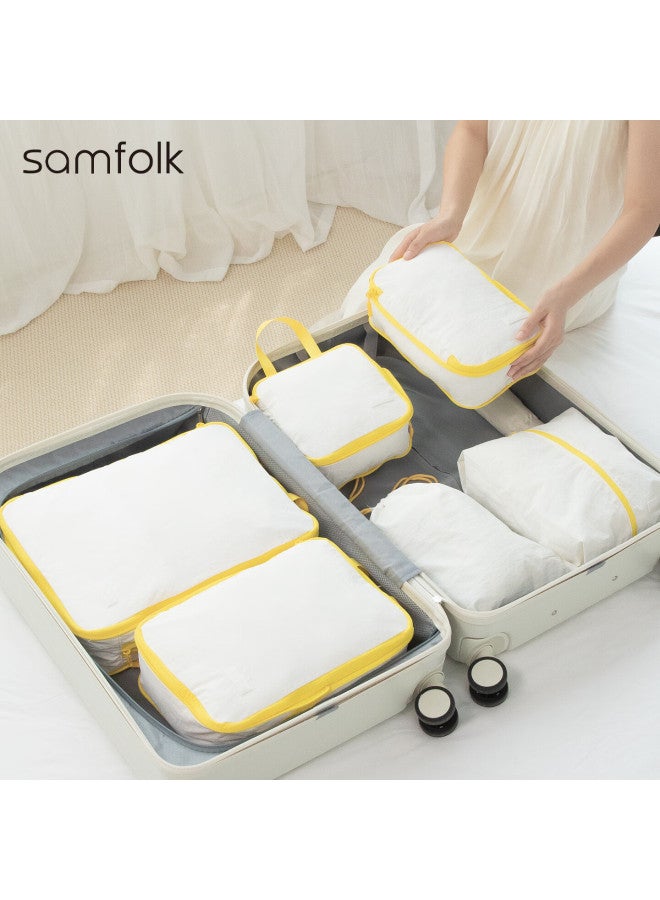 Samfolk Travel Storage Bags Luggage Clothes Compression Packing Organizer 3-piece Set White