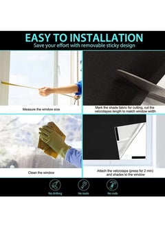 KIIUMI Portable Blackout Curtains With Self Adhesive Tape For Bedroom Living Room Bathroom And Attic Blackout Curtains Width 145 cm Length 100 cm  - Image 3