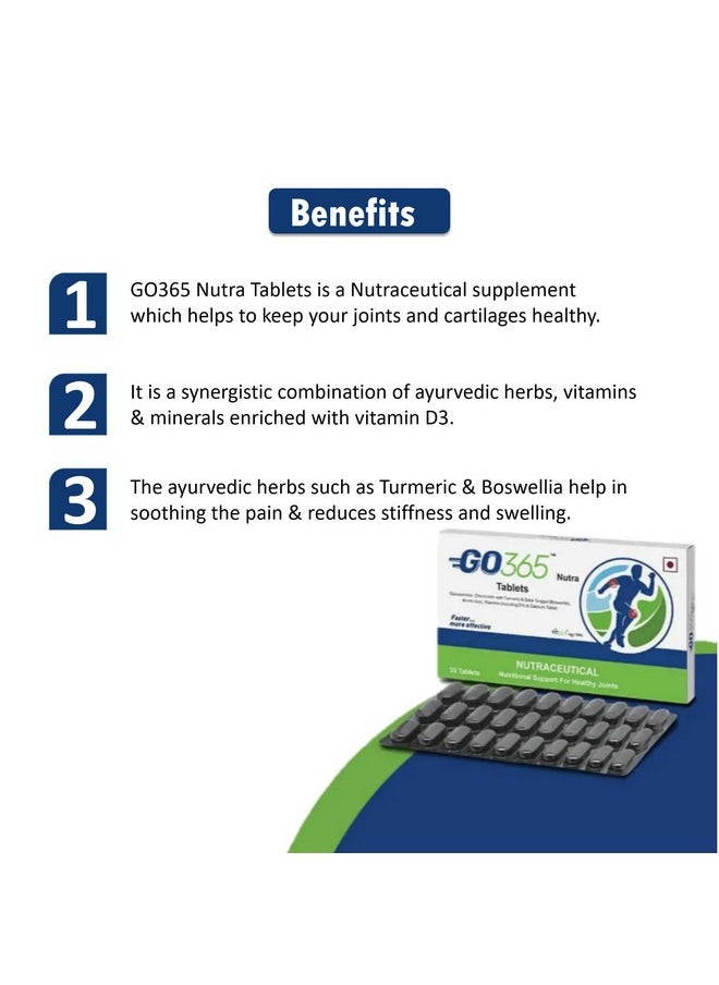 Charak Go 365 Nutra Tablet For Joint Health | Made With Glucosamine, Turmeric, Calcium & Vitamin D3 | Joint Pain Tablets Each 30 Tablets(Pack Of 3)  - Image 5