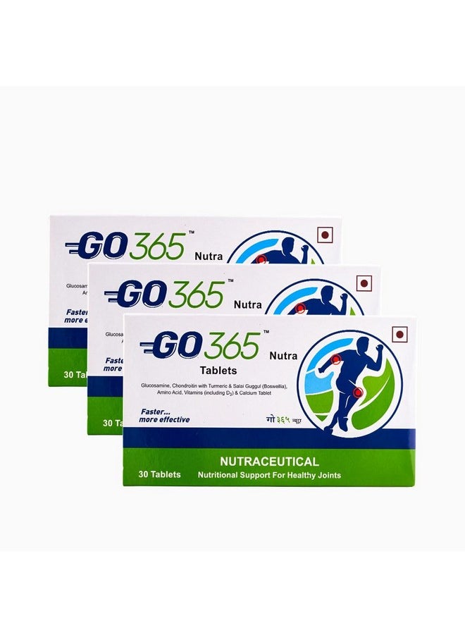 Charak Go 365 Nutra Tablet For Joint Health | Made With Glucosamine, Turmeric, Calcium & Vitamin D3 | Joint Pain Tablets Each 30 Tablets(Pack Of 3)  - Image 1