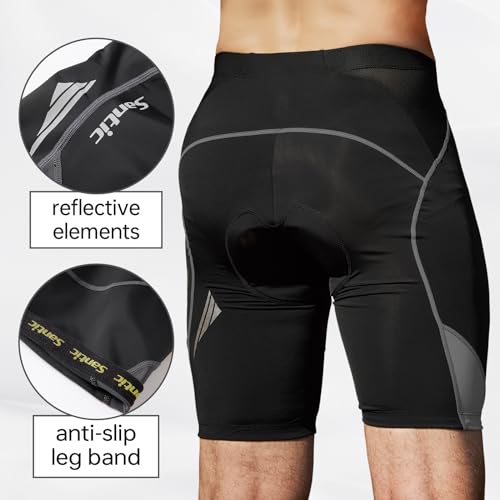 Santic Cycling Men's Shorts Biking Bicycle Bike Pants Half Pants 4D Coolmax Padded Grey L - Image 5