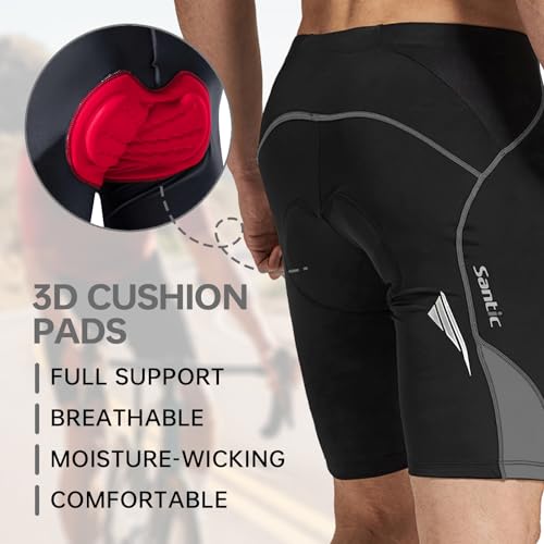 Santic Cycling Men's Shorts Biking Bicycle Bike Pants Half Pants 4D Coolmax Padded Grey L - Image 4