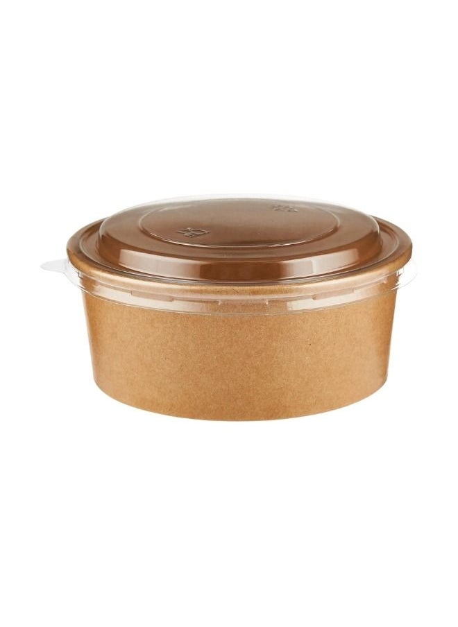YASHTECH Kraft Brown Round Salad Bowl with Lid, 750 ML Eco-friendly Food Container, Great for Take-outs, Pack of 50 Pcs  - Image 1
