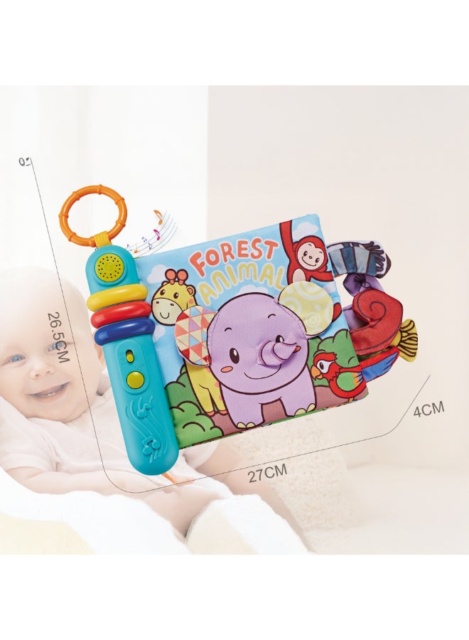 COGNIKIDS Baby Cloth Book With Music & Light – Interactive Sound Book For Infants 6M+ | Musical Animal Storybook With Buttons On Each Page | Montessori Early Learning Toy - Image 3