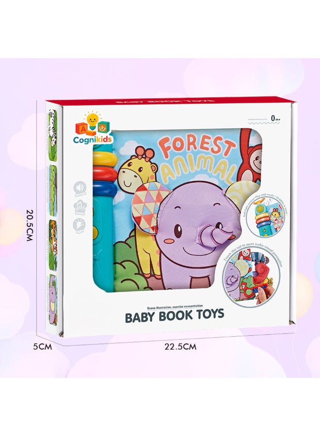 COGNIKIDS Baby Cloth Book With Music & Light – Interactive Sound Book For Infants 6M+ | Musical Animal Storybook With Buttons On Each Page | Montessori Early Learning Toy - Image 4