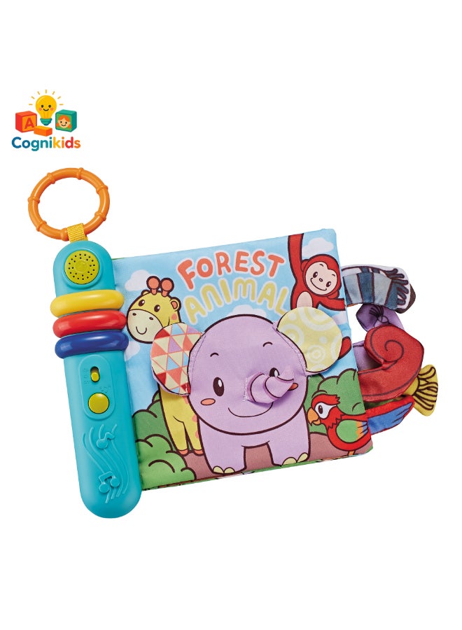 COGNIKIDS Baby Cloth Book With Music & Light – Interactive Sound Book For Infants 6M+ | Musical Animal Storybook With Buttons On Each Page | Montessori Early Learning Toy - Image 2