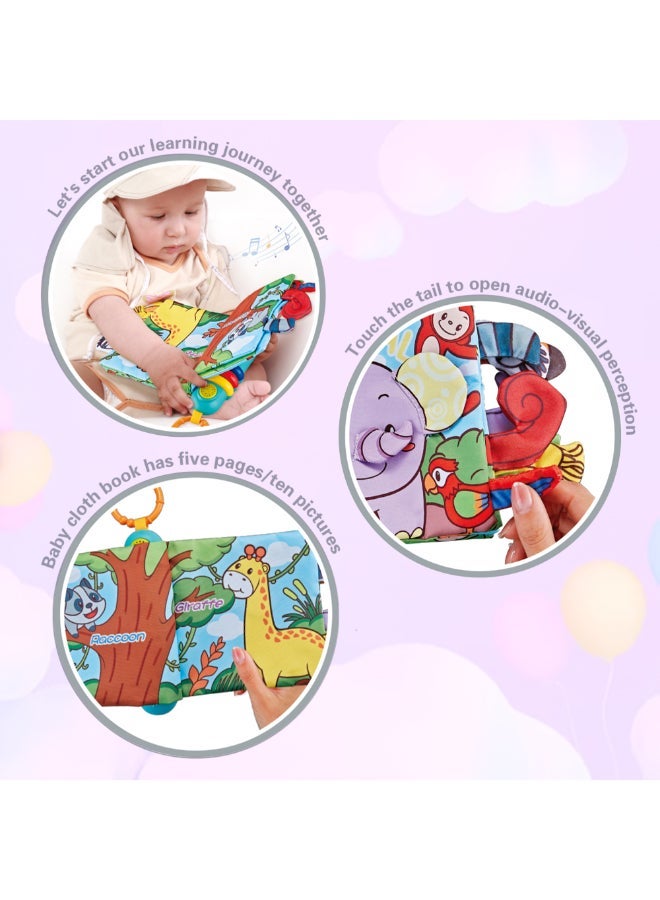 COGNIKIDS كتاب قماش للأطفال مع موسيقى وضوء - كتاب صوتي تفاعلي للرضع 6 أشهر وما فوق | كتاب قصص حيوانات موسيقي مع أزرار في كل صفحة | لعبة تعليمية مبكرة من مونتيسوري - Image 2