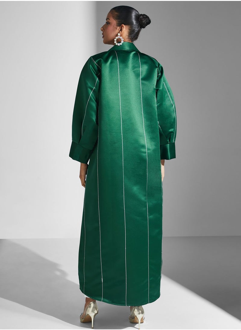 Aara Striped Design Abaya  - Image 2
