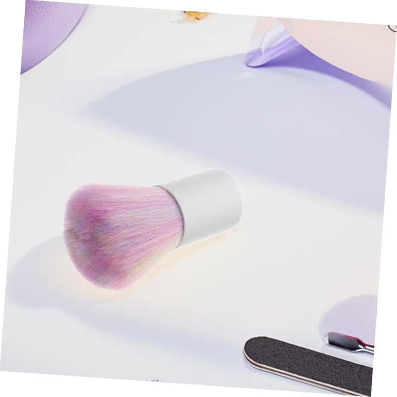 Short Handle Fluffy Nail Dust Brush with Colorful Bristles for Manicure Pedicure - Image 5