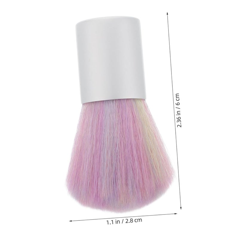Short Handle Fluffy Nail Dust Brush with Colorful Bristles for Manicure Pedicure - Image 3