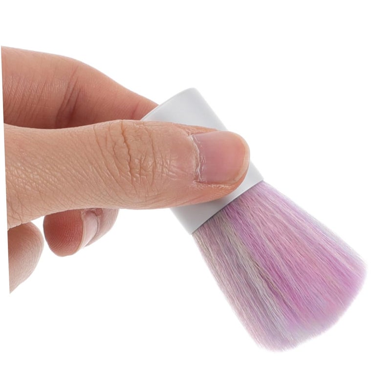 Short Handle Fluffy Nail Dust Brush with Colorful Bristles for Manicure Pedicure - Image 4