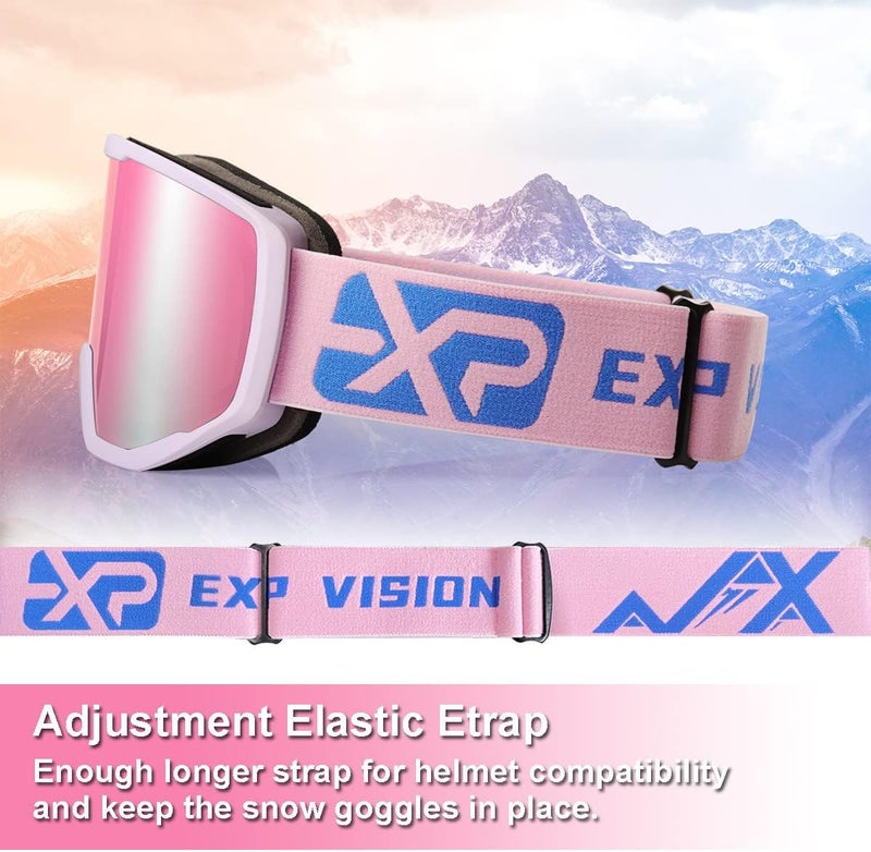 EXP VISION Ski/Snowboard Goggles for Men Women, OTG Snow Goggles Anti Fog UV Protection - Image 5