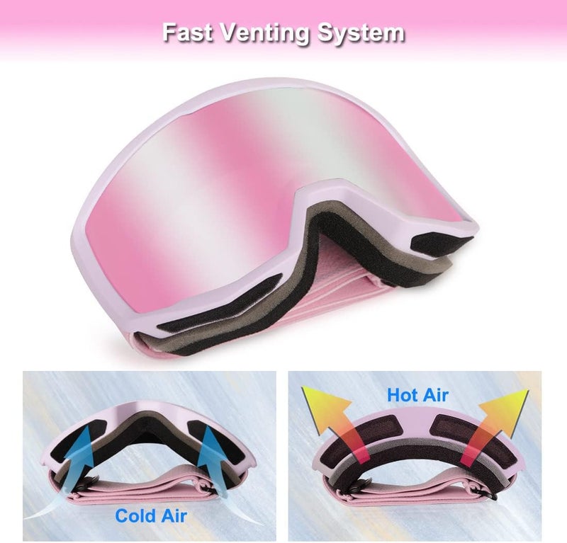 EXP VISION Ski/Snowboard Goggles for Men Women, OTG Snow Goggles Anti Fog UV Protection - Image 2