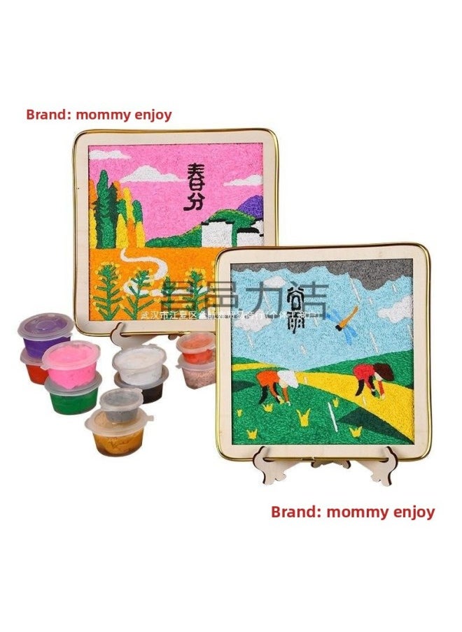 null - Year Handmade Diy Non-heritage Pulp Painting 24 24 Solar Terms Production Material Package Parent-child Toy Warm-up Activities-Color:Large Size 22*22cm—color Dopamine (comes With A Full Set Of Tools + Safety Pulp Painting Materials - Image 1