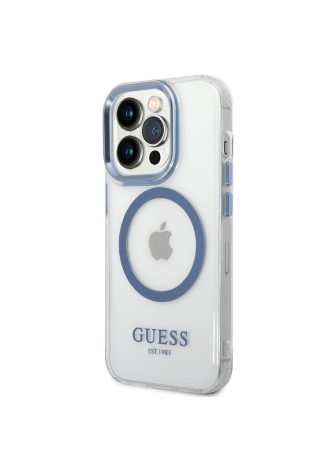GUESS Guess Outline Transparent MagSafe Case iPhone 14 Pro Max - Blue [ GUHMP14XHTRMB ] - Image 4