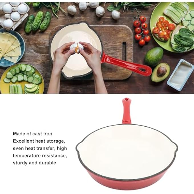 BusoTh Enameled Cast Iron Fry Pan 10 Inch Enameled Cast Iron Frying Pan Cream Enamel Even Heat Distribution Long Handle Skillet Pan For Stove Top And Oven For Home Camping Restaurants - Image 3
