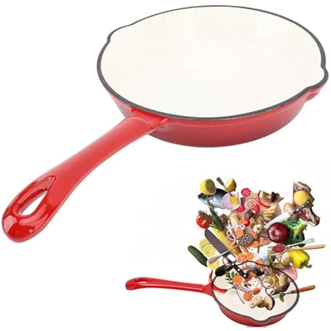 BusoTh Enameled Cast Iron Fry Pan 10 Inch Enameled Cast Iron Frying Pan Cream Enamel Even Heat Distribution Long Handle Skillet Pan For Stove Top And Oven For Home Camping Restaurants - Image 5