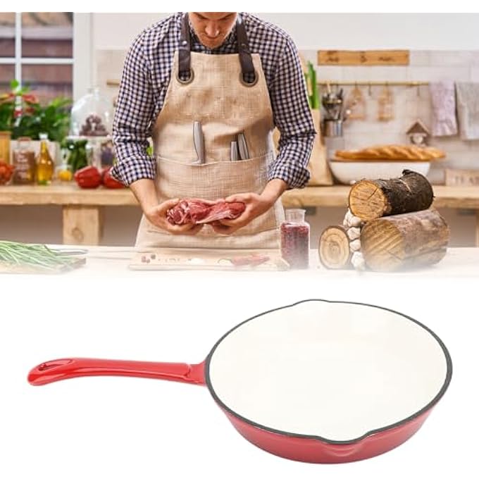 BusoTh Enameled Cast Iron Fry Pan 10 Inch Enameled Cast Iron Frying Pan Cream Enamel Even Heat Distribution Long Handle Skillet Pan For Stove Top And Oven For Home Camping Restaurants - Image 4
