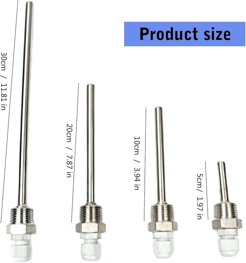 Immersion Sleeve Temperature Sensor 30cm Thread Stainless Steel Blind Tube - Image 5