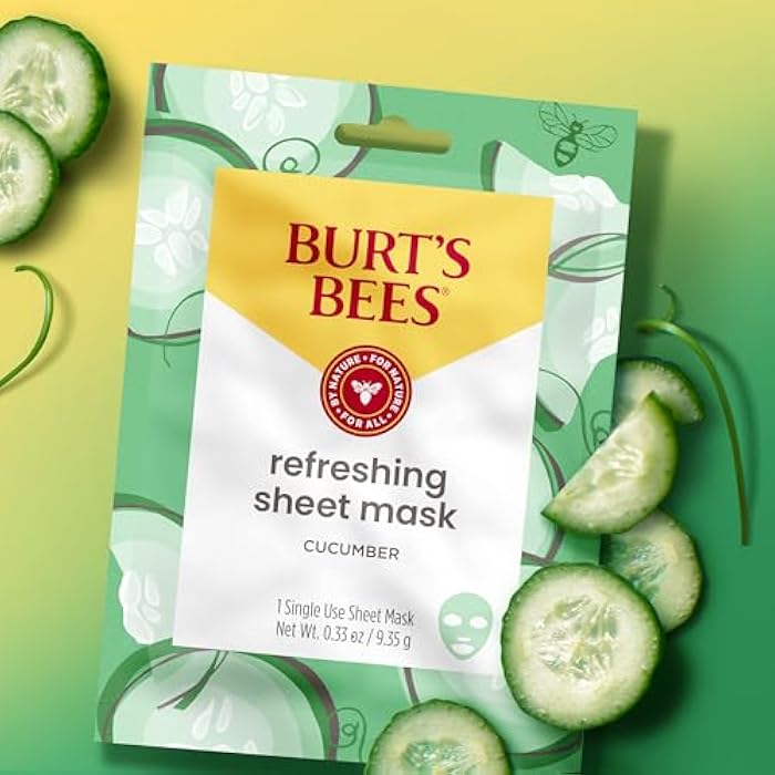 Burt's Bees Christmas Gifts - Face Mask Bundle Set, Hydrating Watermelon, Calming Rose, & Refreshing Cucumber, Face Sheet Masks for Single Use Skin Care, 99% Natural Origin, 3 Count, 0.33oz Each - Image 3