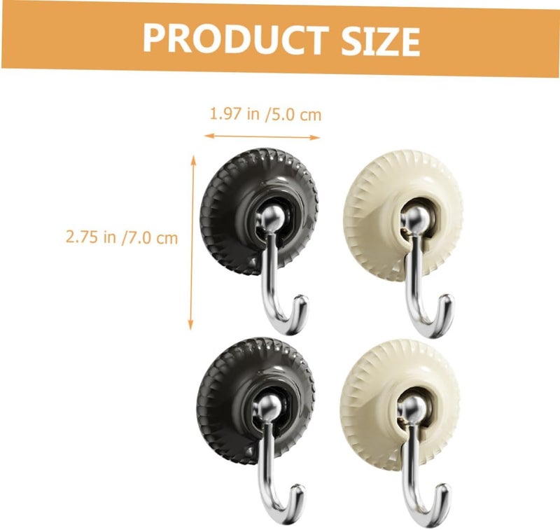 4pcs Adhesive Wall Hooks Strong Sticky Multipurpose Hooks for Hanging Towels Keys Coats Hats No Drilling Damage Heavy Duty for Kitchen Bathroom Entryway 2 Dark + 2 Cream White - Image 2