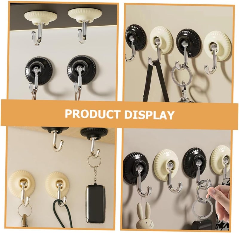4pcs Adhesive Wall Hooks Strong Sticky Multipurpose Hooks for Hanging Towels Keys Coats Hats No Drilling Damage Heavy Duty for Kitchen Bathroom Entryway 2 Dark + 2 Cream White - Image 4