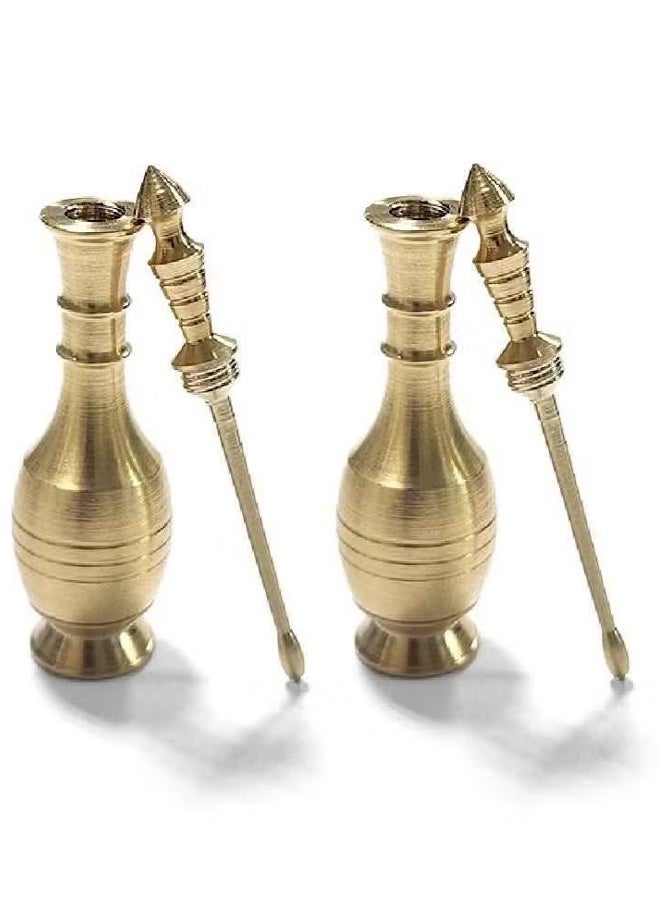 قطعتان مكحلة نحاس خالص 100% برأس مدبب - ذهبي - Image 1