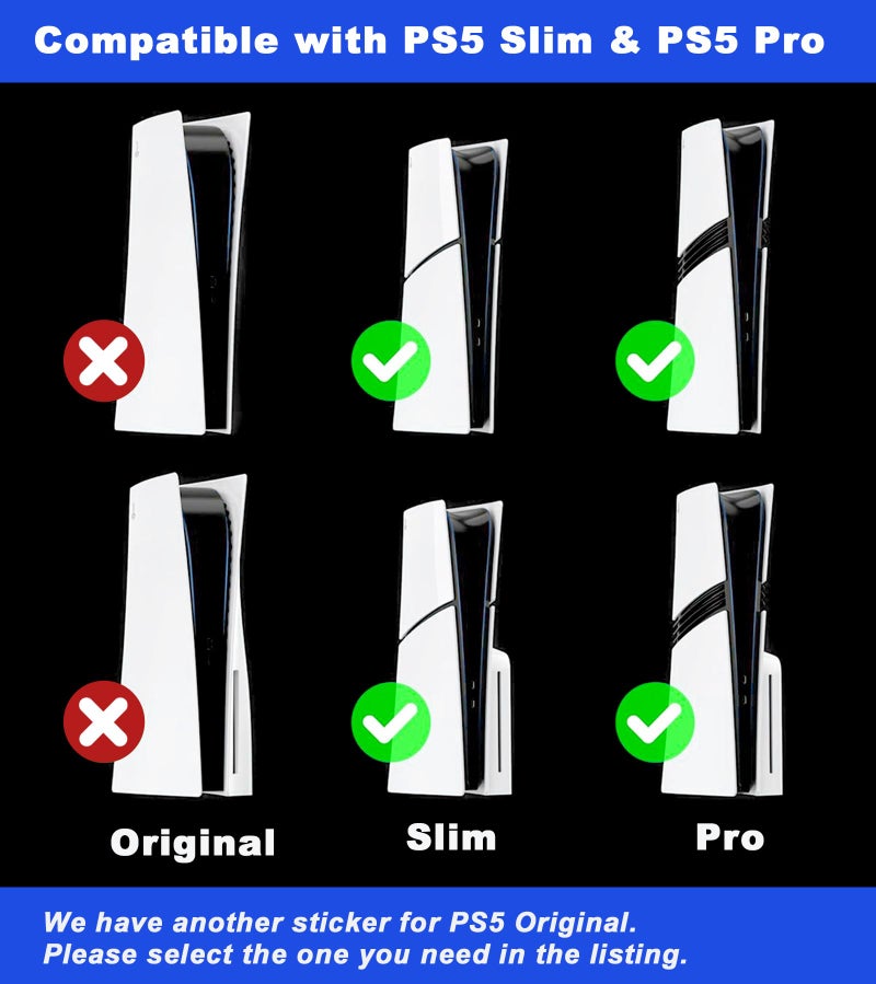 KUSTOMAZING Logo Underlay Sticker for PS5 Slim for PS5 Pro Console, 2 Packs & PS Logo Vinyl Decal Sticker for DualSense Controller (Classic Retro-Look Color) 1 Pack - Image 3