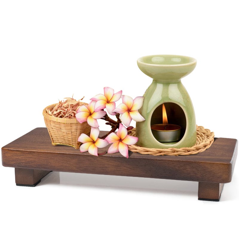 kulusion kulusion Walnut Wood Pedestal Stand Wood Riser for Kitchen Counter Farmhouse Decor Rectangle Wooden Display Tray for Bathroom Home Kitchen Small 9 x 39 x157Inch 