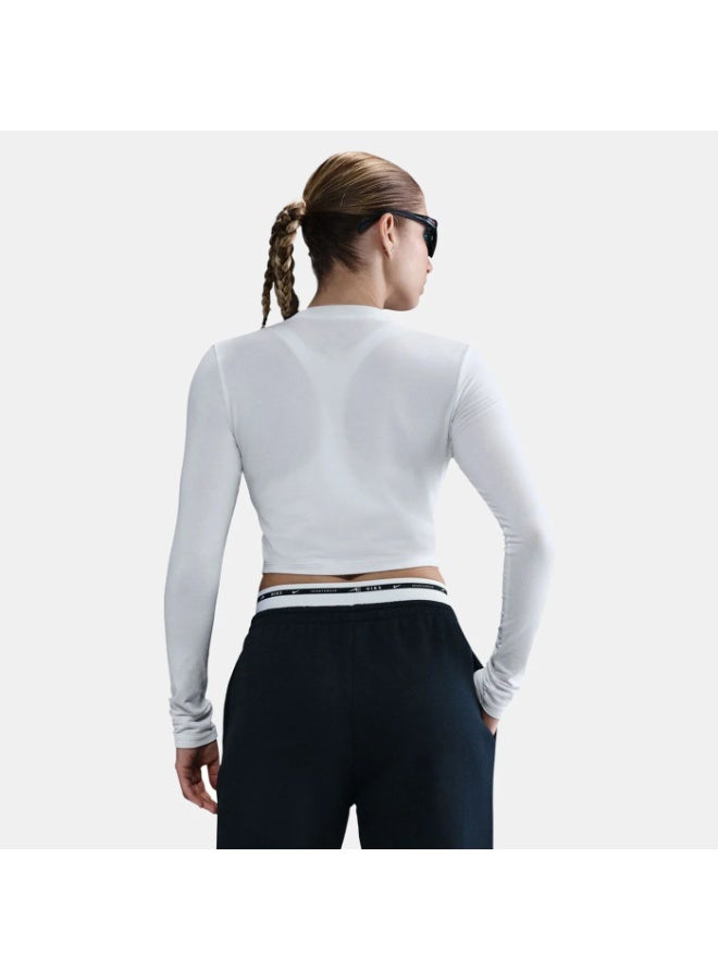 Nike Women’s Nike Sportswear Chill Knit Long-Sleeve Crop Top - Image 2