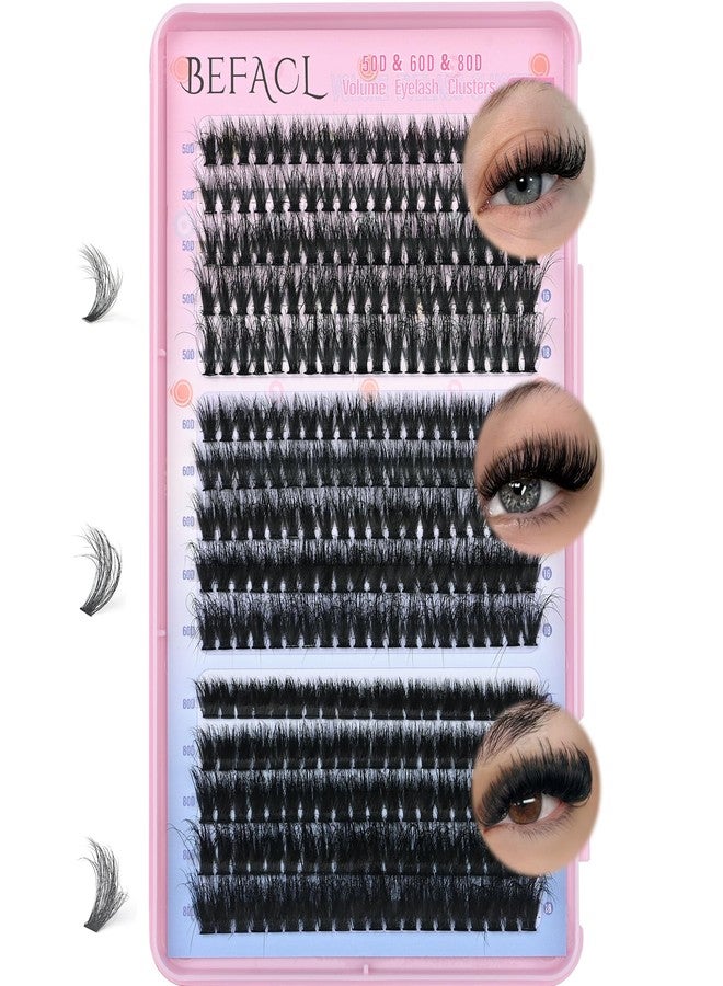 BEFACL Wispy Lash Clusters 50D+60D+80D Eyelash Clusters C Curly Cluster Lashes Natural Individual Lashes 300Pcs Eyelash Extensions 10-18MM Matte Black DIY Lash Extension by Befacl - Image 1
