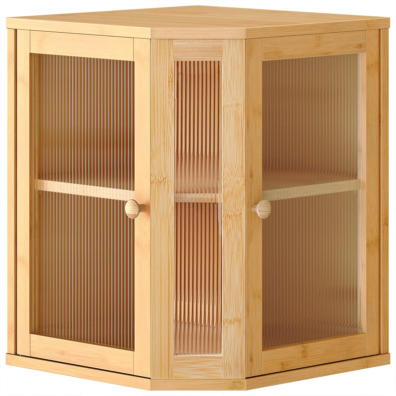 HOOBRO Bamboo Bread Box, Kitchen Countertop Corner Bread Box, Large Capacity 2-Tier Bread Box, Bread Storage Container with Dual Rippled Acrylic Doors, for Kitchen Food Storage, Natural YL12MB01 - Image 1