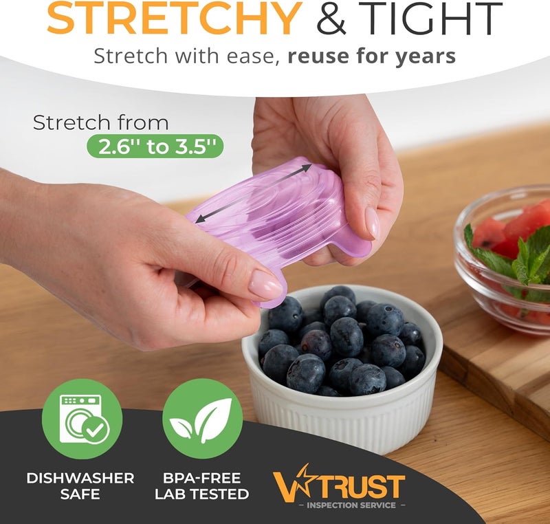 Orblue Silicone Stretch Lids 6-Pack Small for Fresh Food Storage - Seal in Flavors, Keep Food Fresh and Reduce Waste Lilac - Image 2
