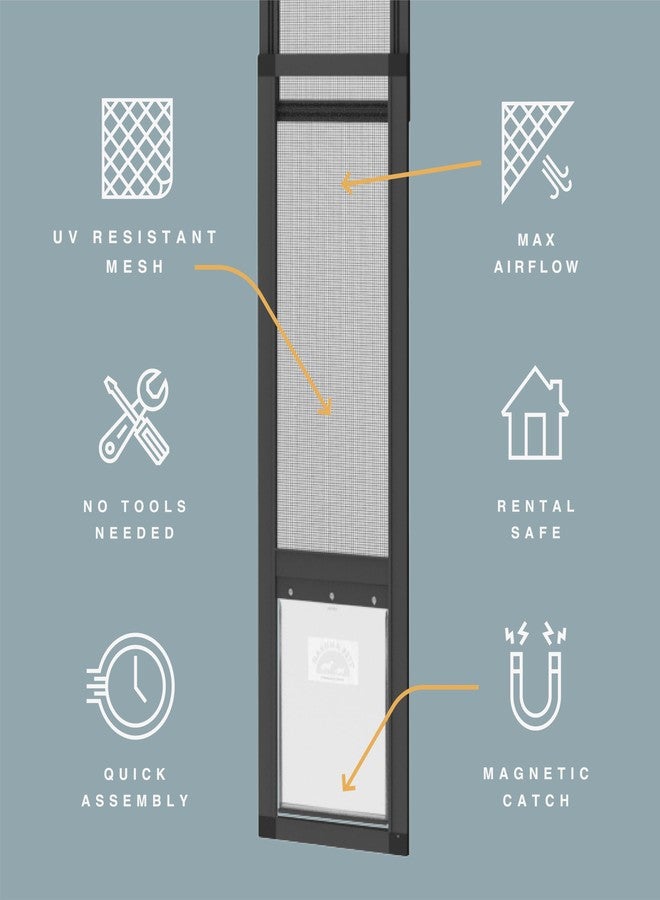 Hakuna Pets V2 Patio Pet Door Screen Insert Panel for Sliding Doors, Fits Door Track Min Ht 55.12" to Max Ht 84.25",UV Resistant Mesh, Locking Magnetic Dog Door, Easy Install and Removal,Small,Black - Image 3