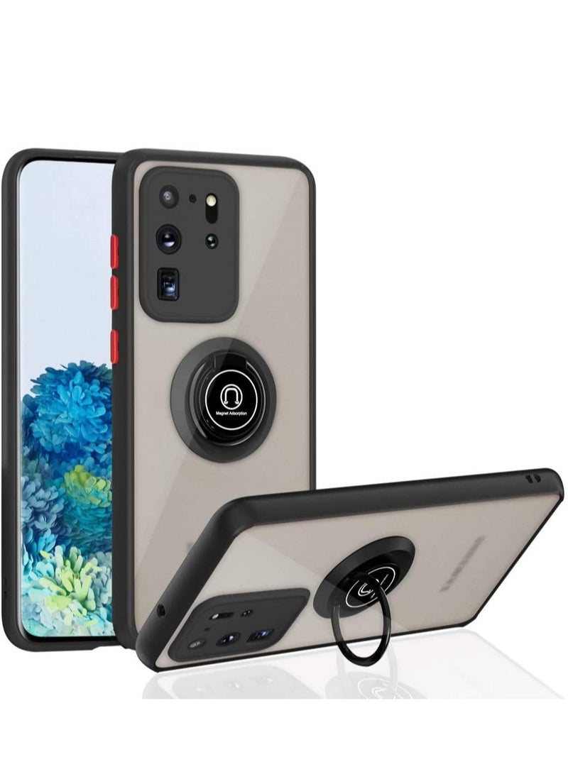 ELTRAZONE Samsung Galaxy S20 Ultra Case, Anti-Scratch with 360 Degree Rotation Finger Ring Kickstand Work with Magnetic Car Mount Compatible for Galaxy S20 Ultra - Black - Image 1