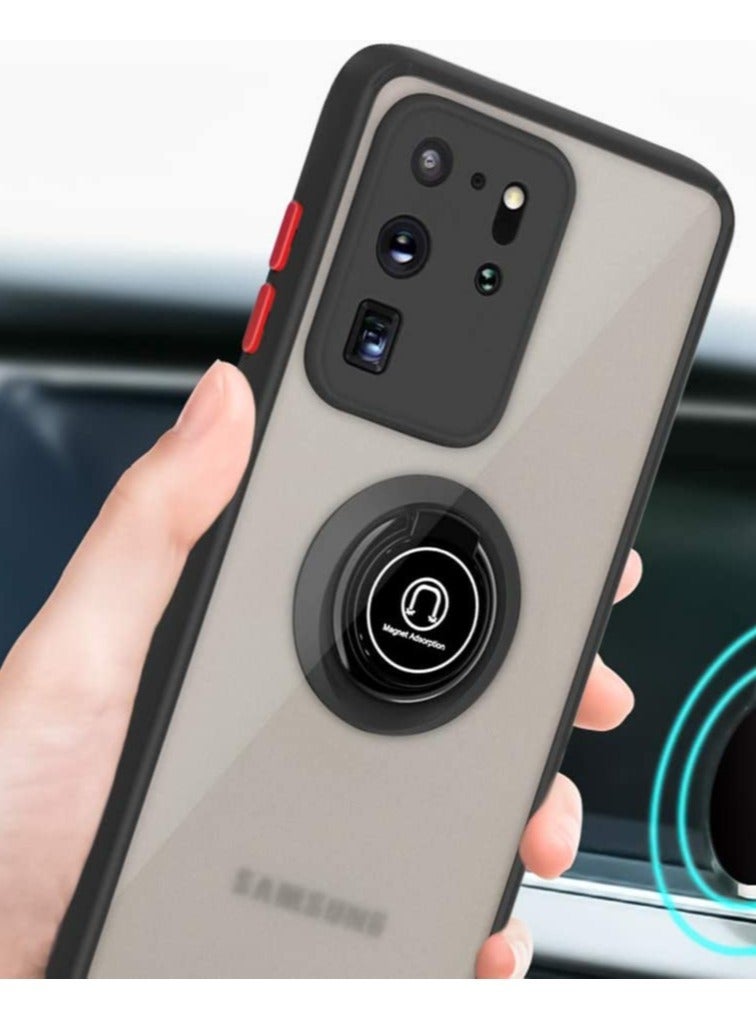 ELTRAZONE Samsung Galaxy S20 Ultra Case, Anti-Scratch with 360 Degree Rotation Finger Ring Kickstand Work with Magnetic Car Mount Compatible for Galaxy S20 Ultra - Black - Image 2