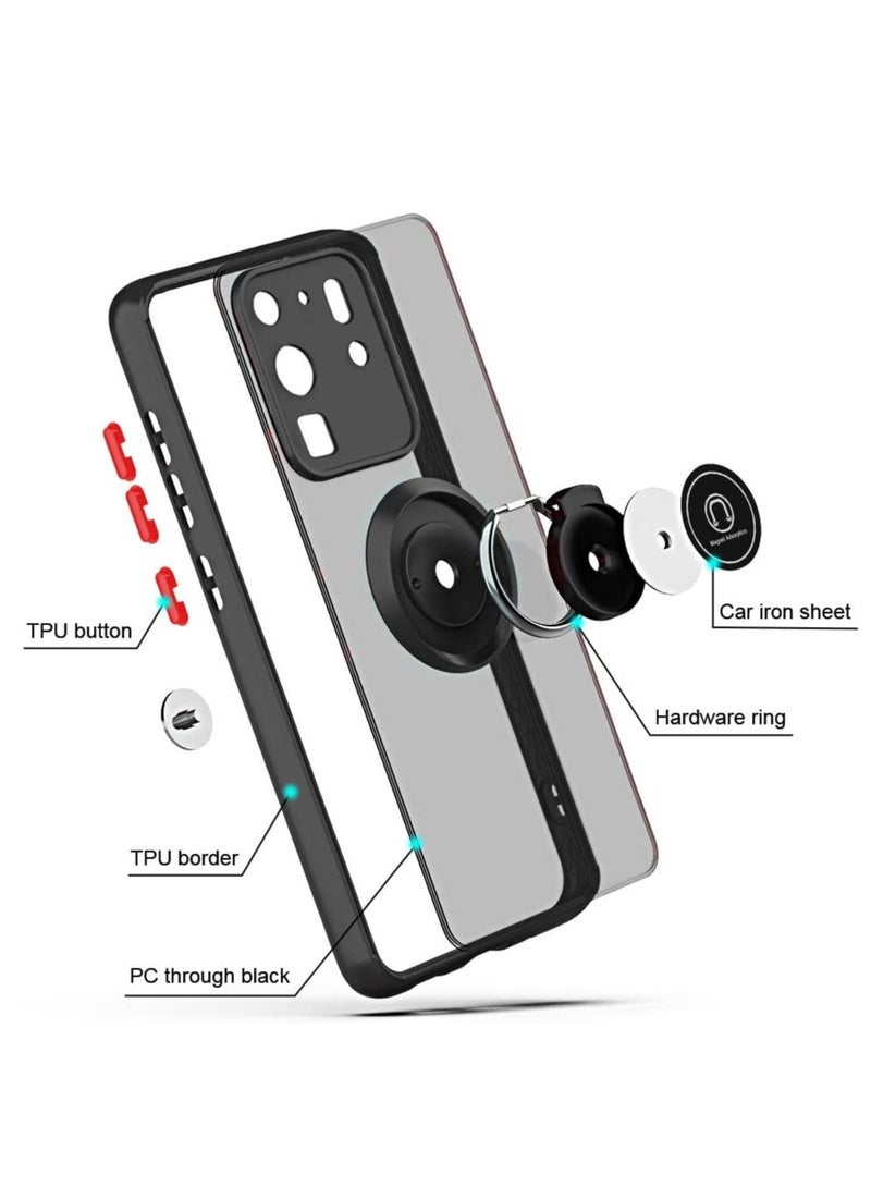 ELTRAZONE Samsung Galaxy S20 Ultra Case, Anti-Scratch with 360 Degree Rotation Finger Ring Kickstand Work with Magnetic Car Mount Compatible for Galaxy S20 Ultra - Black - Image 3