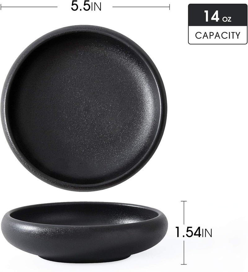 Uaral Japanese Salad PlateBlack Plates and Bowls SetStoneware Black Plate SetAppetizer Plates Set of 455 inch14 ozTexture Matte - Image 5