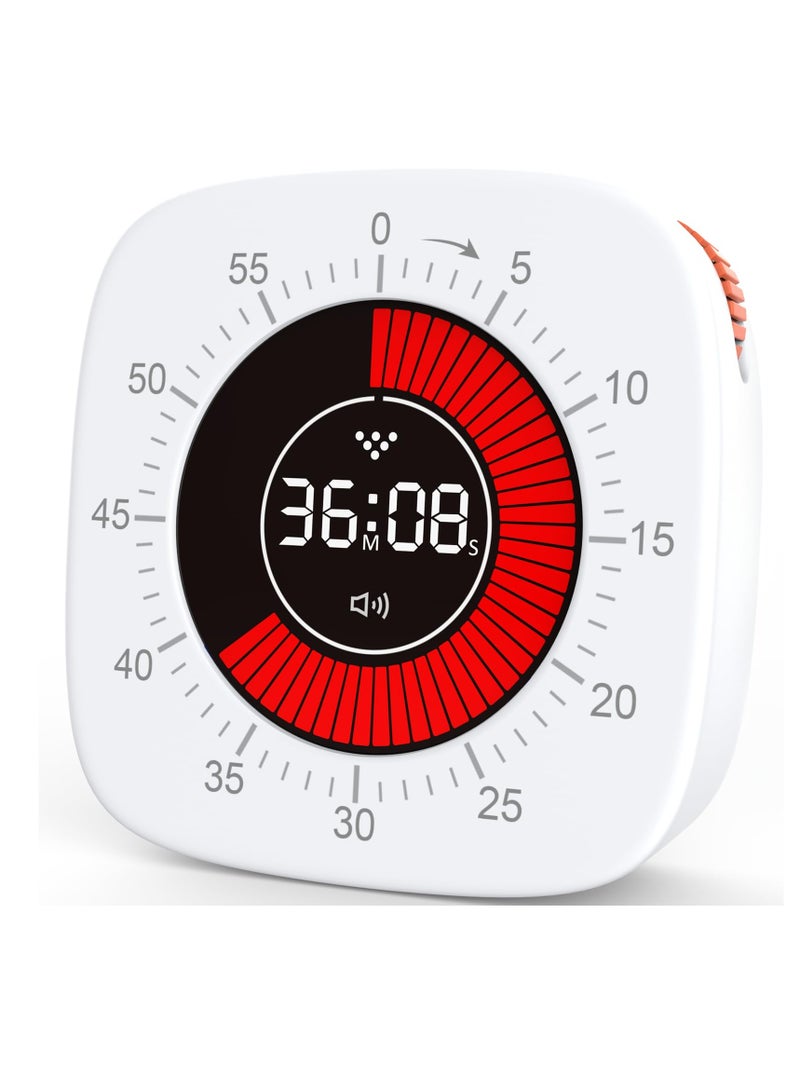 Rechargeable Visual Timer for Kids and Adults, 60-Minute Silent Countdown Timer with 4 Alarm Modes for Classroom, Cooking, and ADHD Support - Image 1