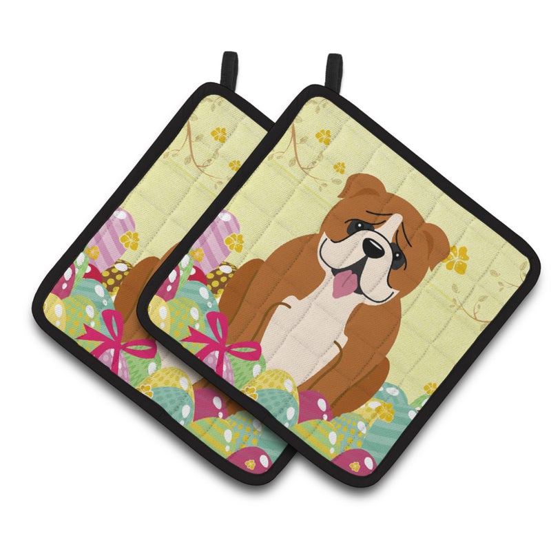 Caroline's Treasures ""Caroline's Treasures BB6120PTHD Easter English Bulldog Red Pair of Pot Holders  7.5"""" x 7.5""""  Multicolor"" 