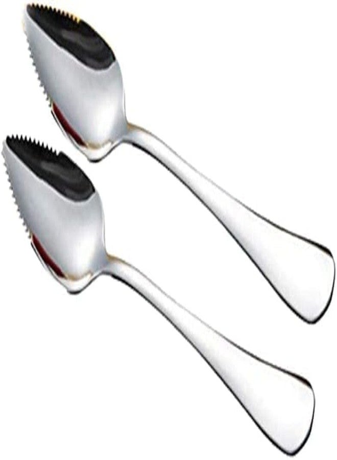 WaigN 2Pcs Grapefruit Spoon Stainless Steel Fruit Spoon, Dessert Spoons, Serrated Edge Ice Cream Scrape Cut Spoons For Fruit Dessert Cheese Vegetables Kitchen Tool with Non-stick Plating - Image 1