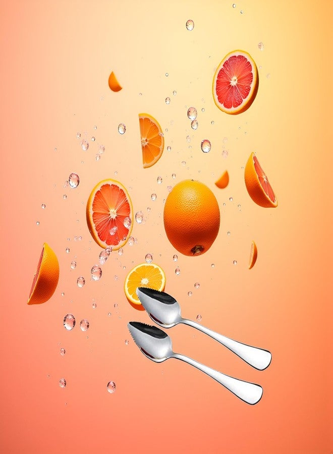 WaigN 2Pcs Grapefruit Spoon Stainless Steel Fruit Spoon, Dessert Spoons, Serrated Edge Ice Cream Scrape Cut Spoons For Fruit Dessert Cheese Vegetables Kitchen Tool with Non-stick Plating - Image 3